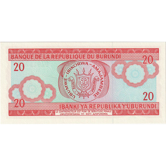 bankovec,
Burundi,
20 frankov