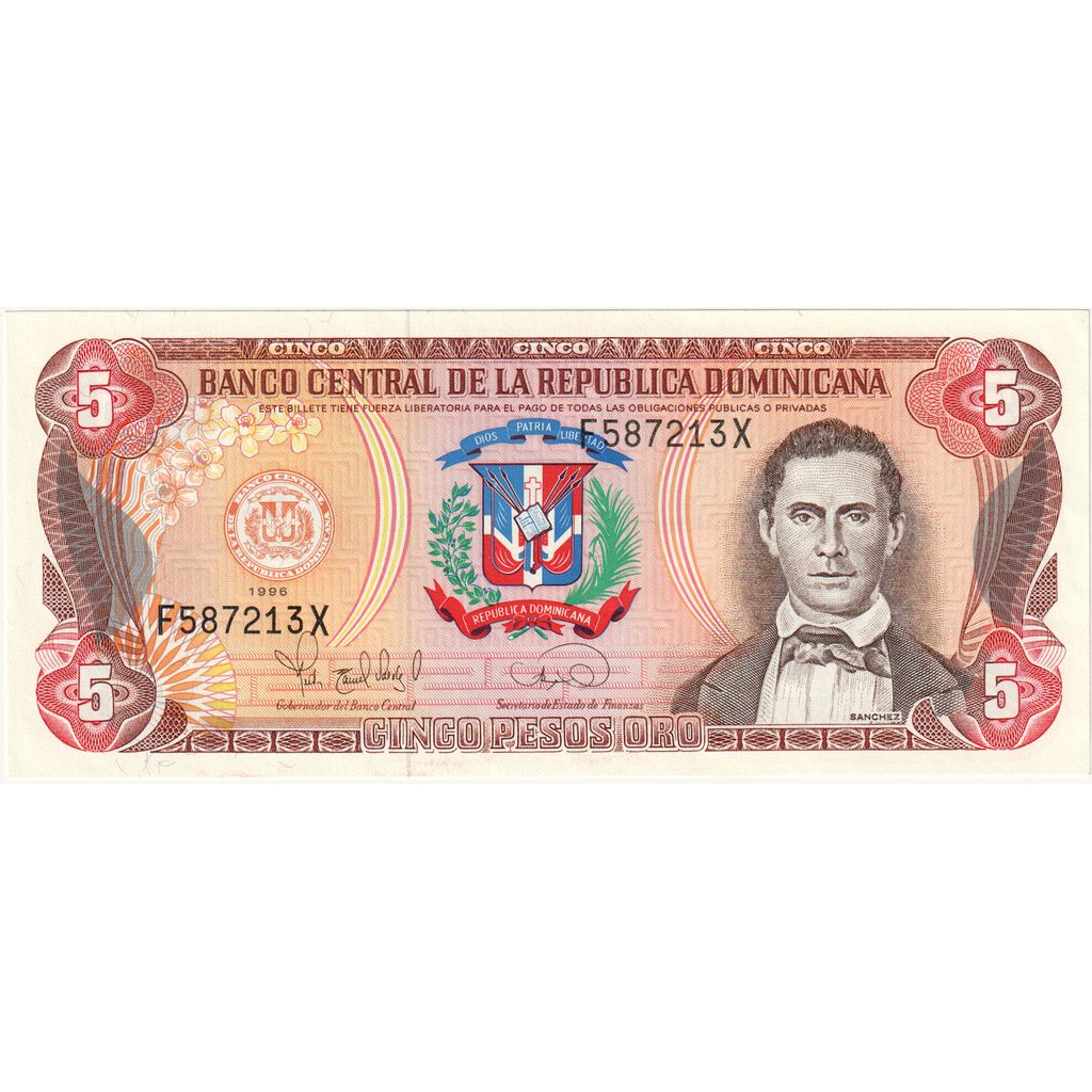 Dominikanska republika,
5 pesos oro,
1996