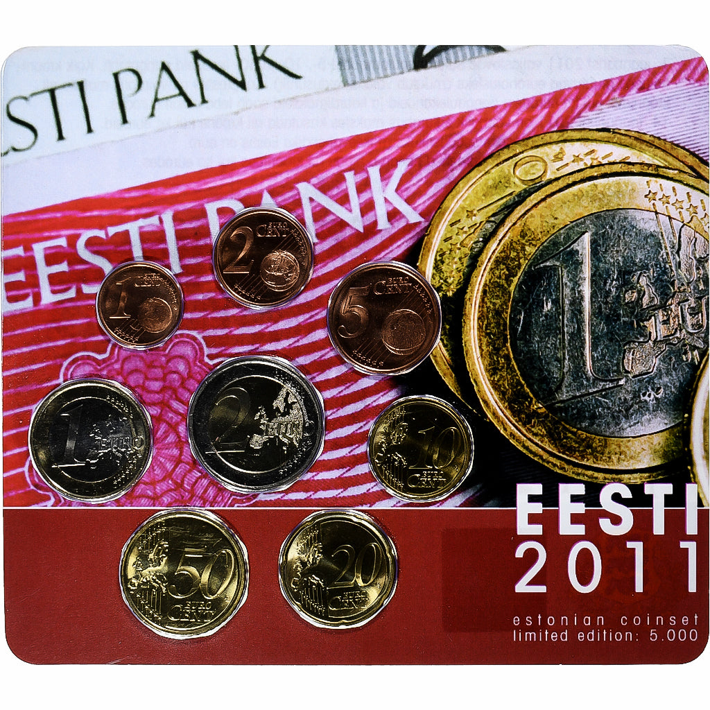 Estonija,
Komplet 1 ct. - 2 evra,
Kartica za kovance.FDC