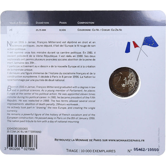 Francija,
2 evra,
François Mitterrand