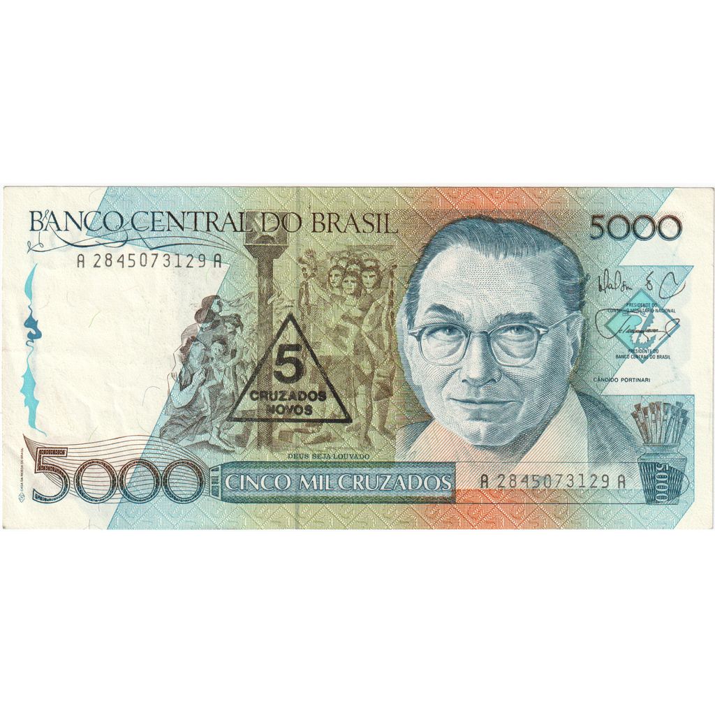 Brazilija,
5 Cruzados Novos na 5000 Cruzados,
AU (55-58)