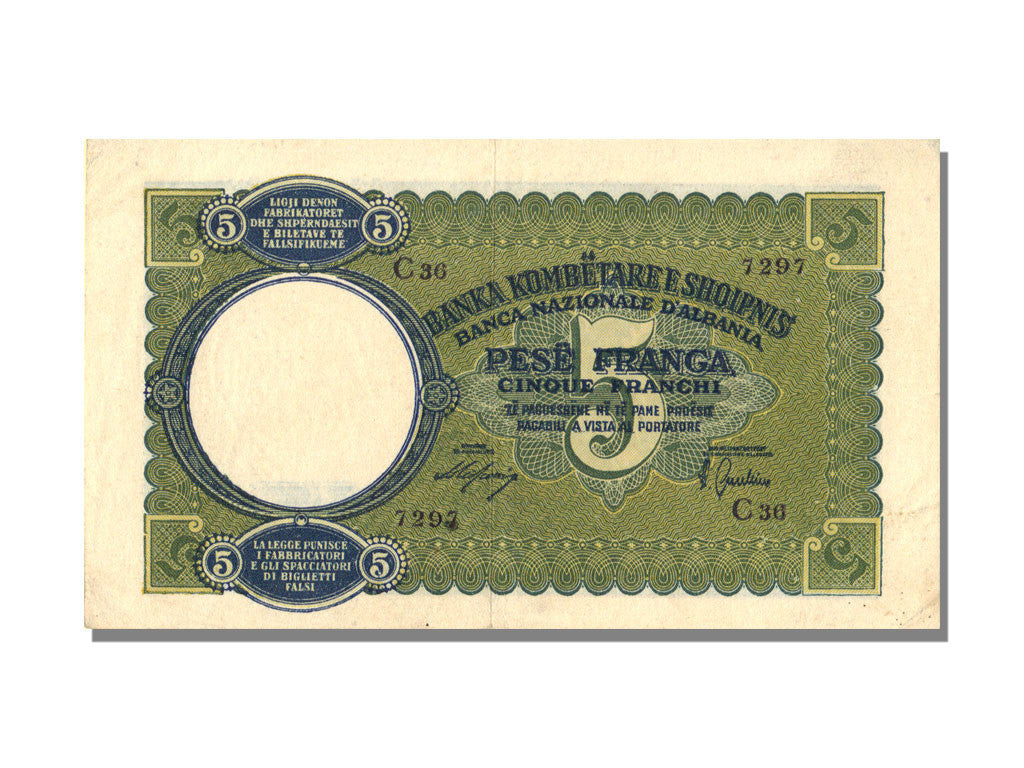 bankovec,
Albanija,
5 Franga