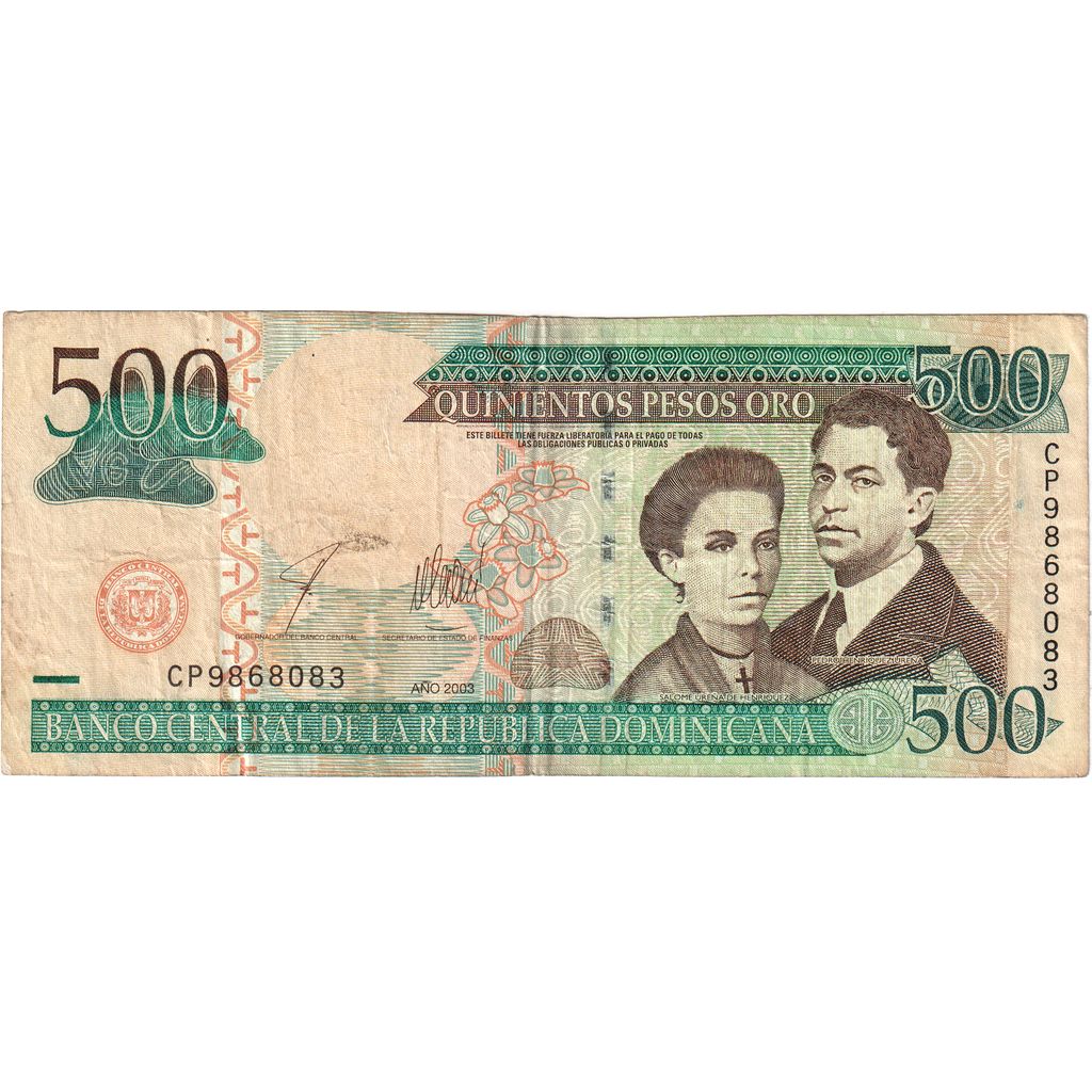 Dominikanska republika,
500 pesos oro,
VF (20-25)