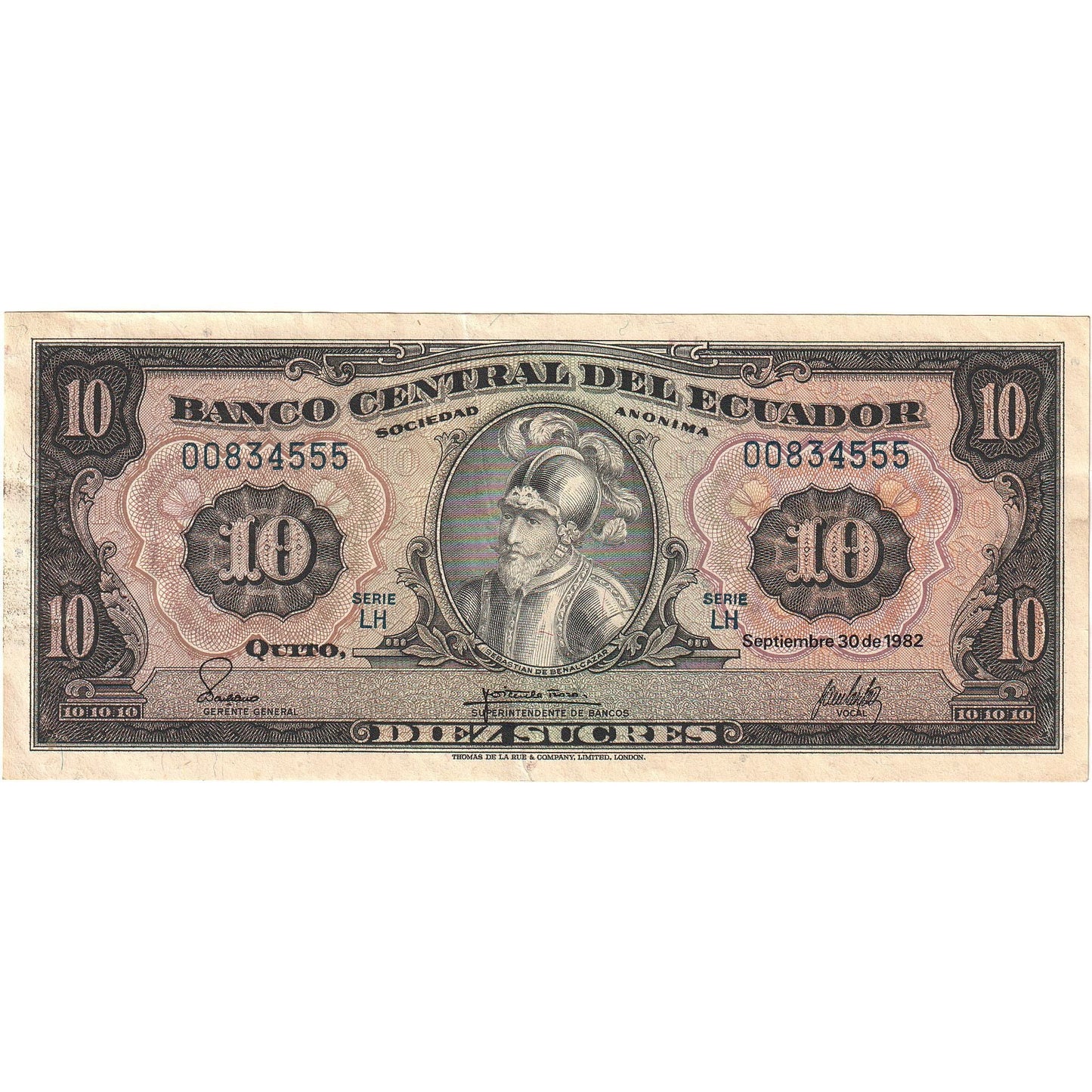 Ekvador,
10 Sucres,
1982