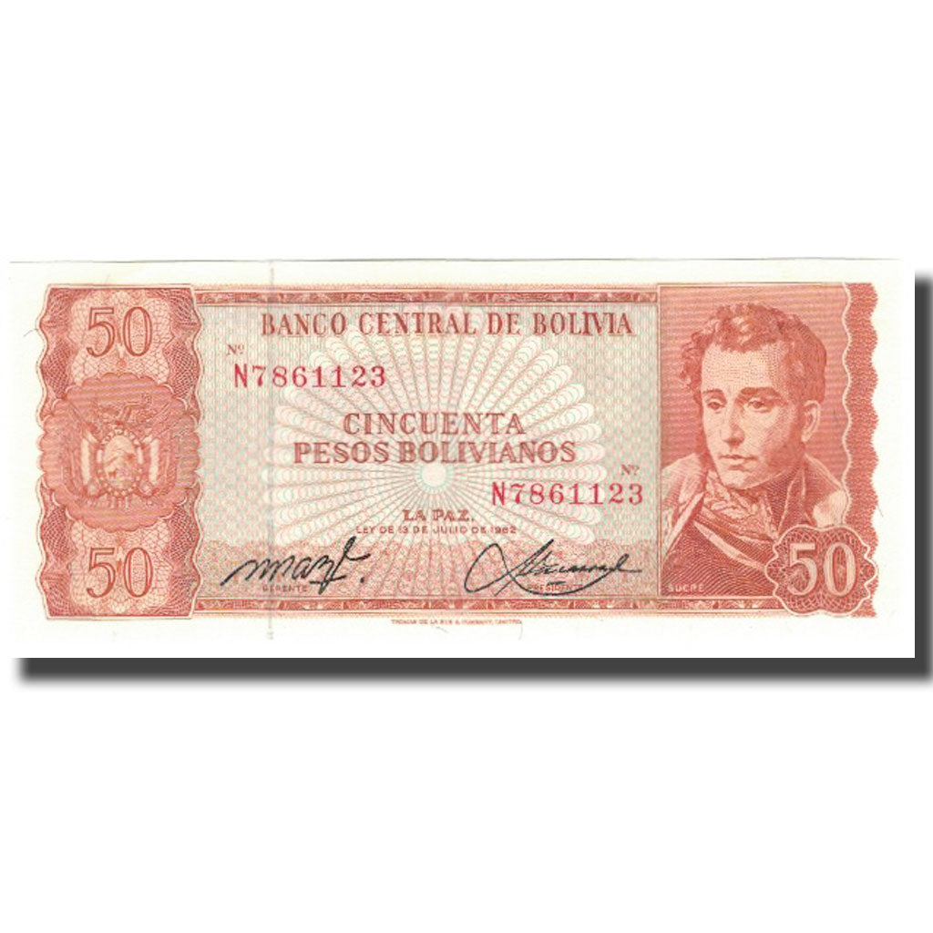 bankovec,
Bolivija,
50 bolivijskih pesosov