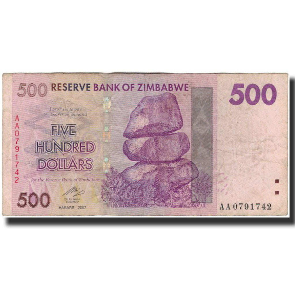 bankovec,
Zimbabve,
500 dolarjev