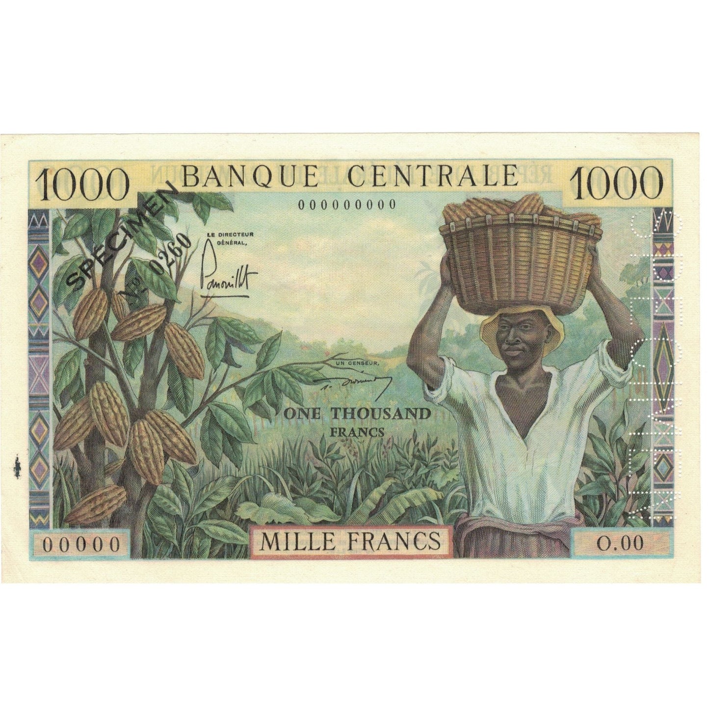 bankovec,
Kamerun,
1000 frankov