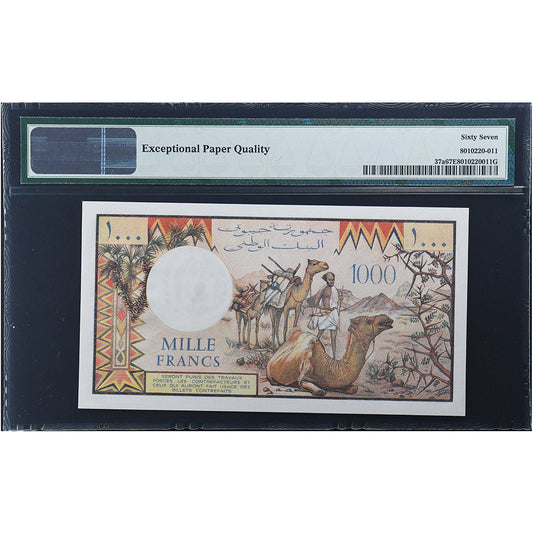 Džibuti,
1000 frankov,
UNC 67 EPQ
