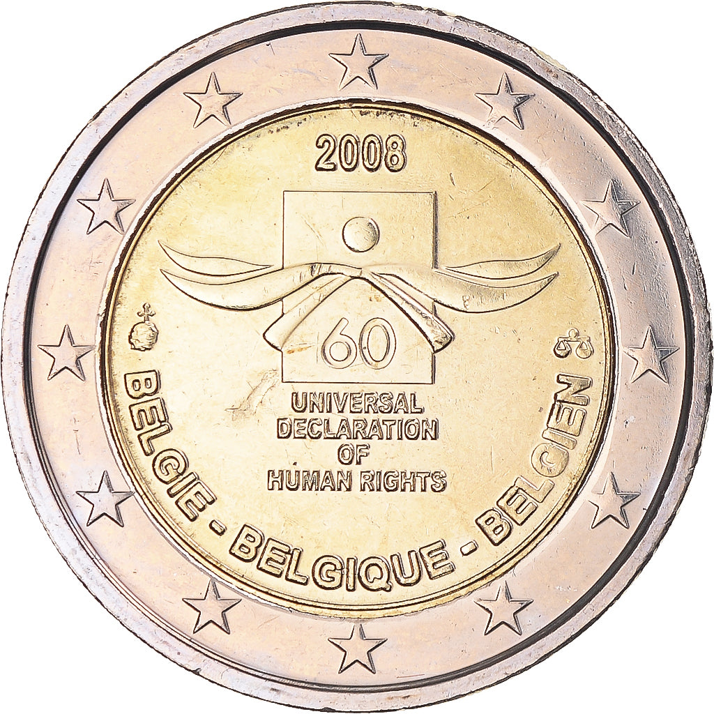 Belgija, 
  
  2 evra, 
  
  60 ans de la déclaration universelle des droits de l'homme