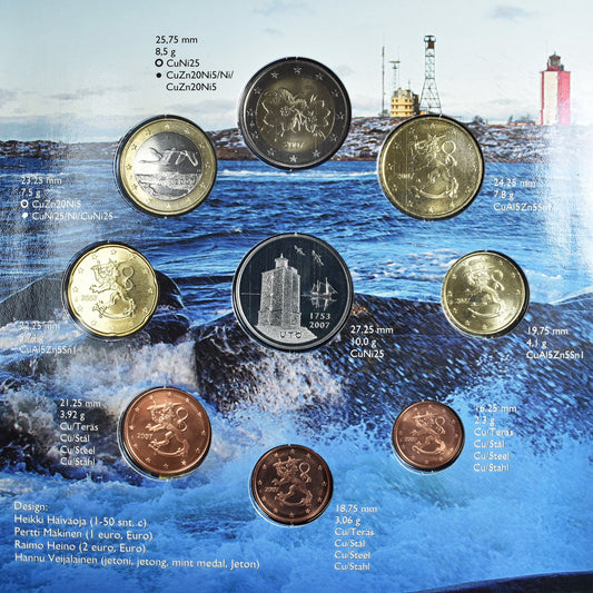 Finska, 
  
  1 cent do 2 evra, 
  
  euro set - svetilnik Utö