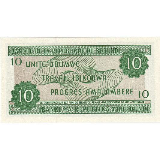 Burundi, 
  
  10 frankov, 
  
  2007
