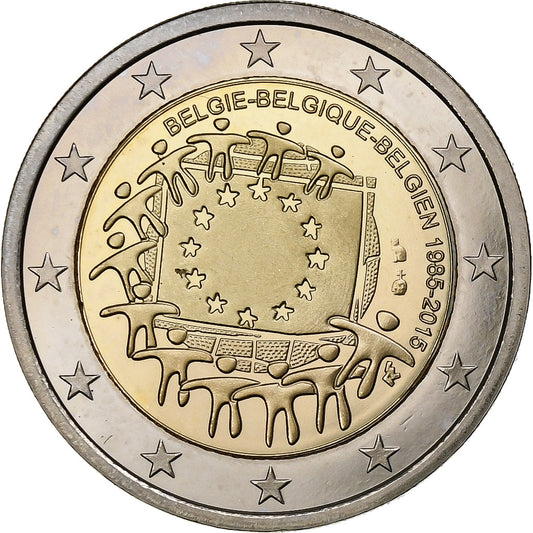 Belgija, 
  
  2 evra, 
  
  30 let zastave Evropske unije