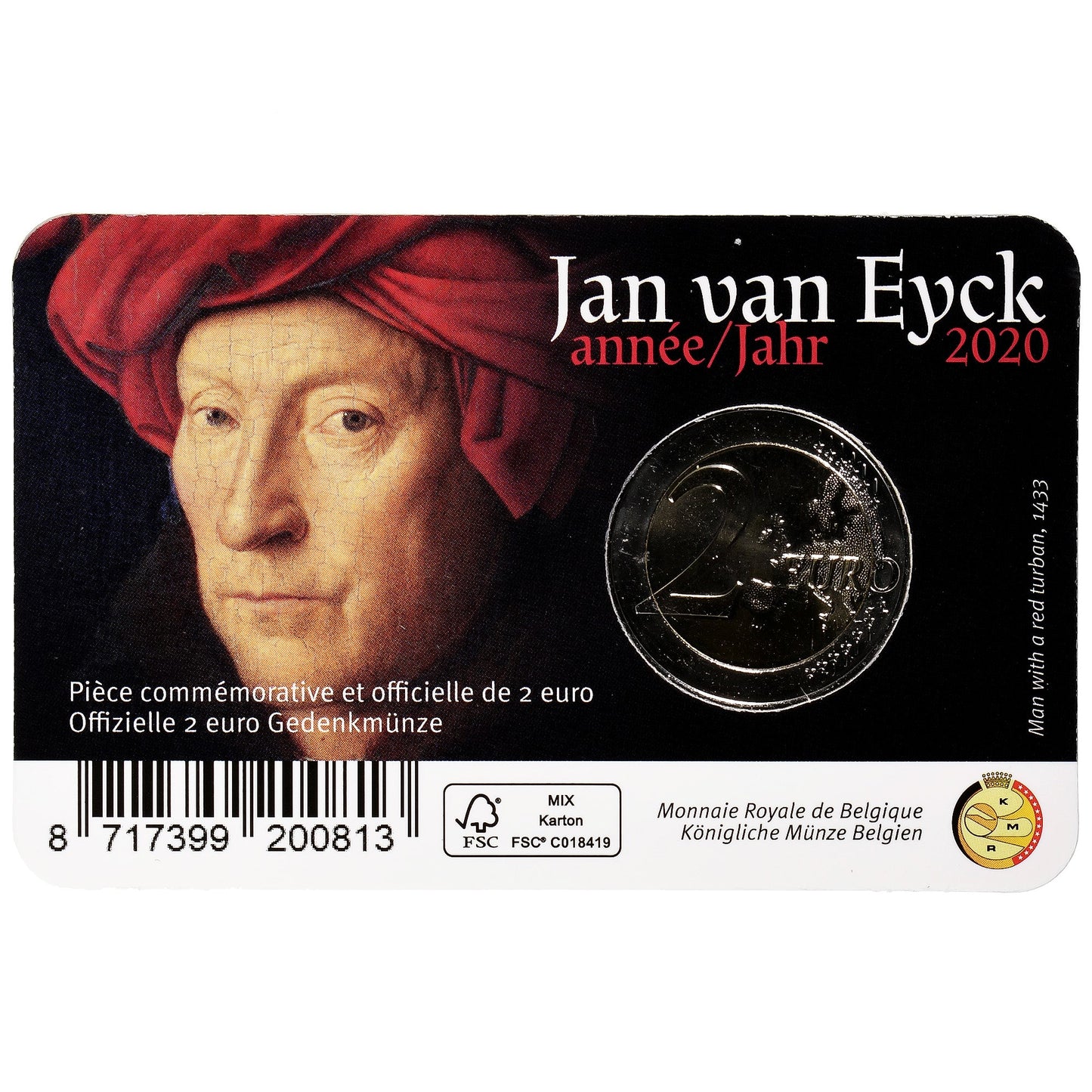 Belgija, 
  
  2 evra, 
  
  Jan Van Eyck