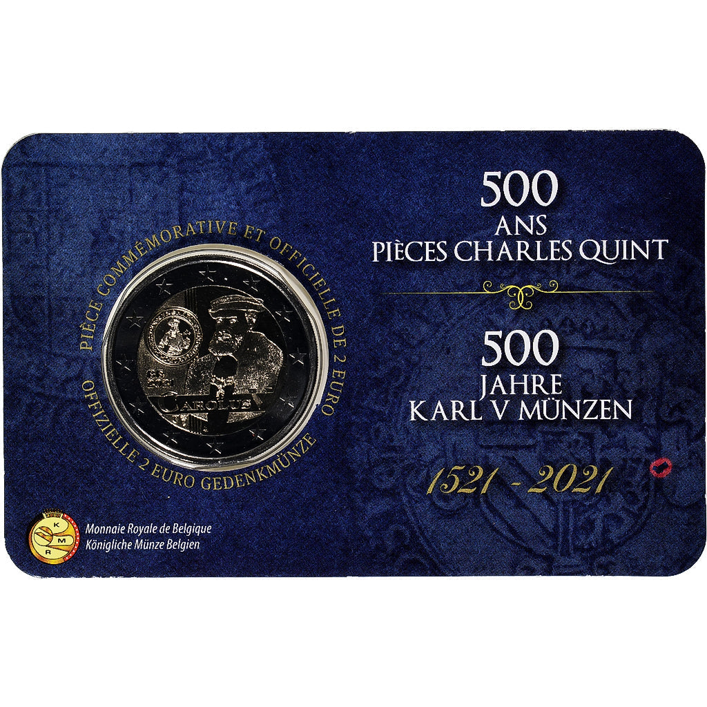 Belgija, 
  
  2 evra, 
  
  Charles Quint