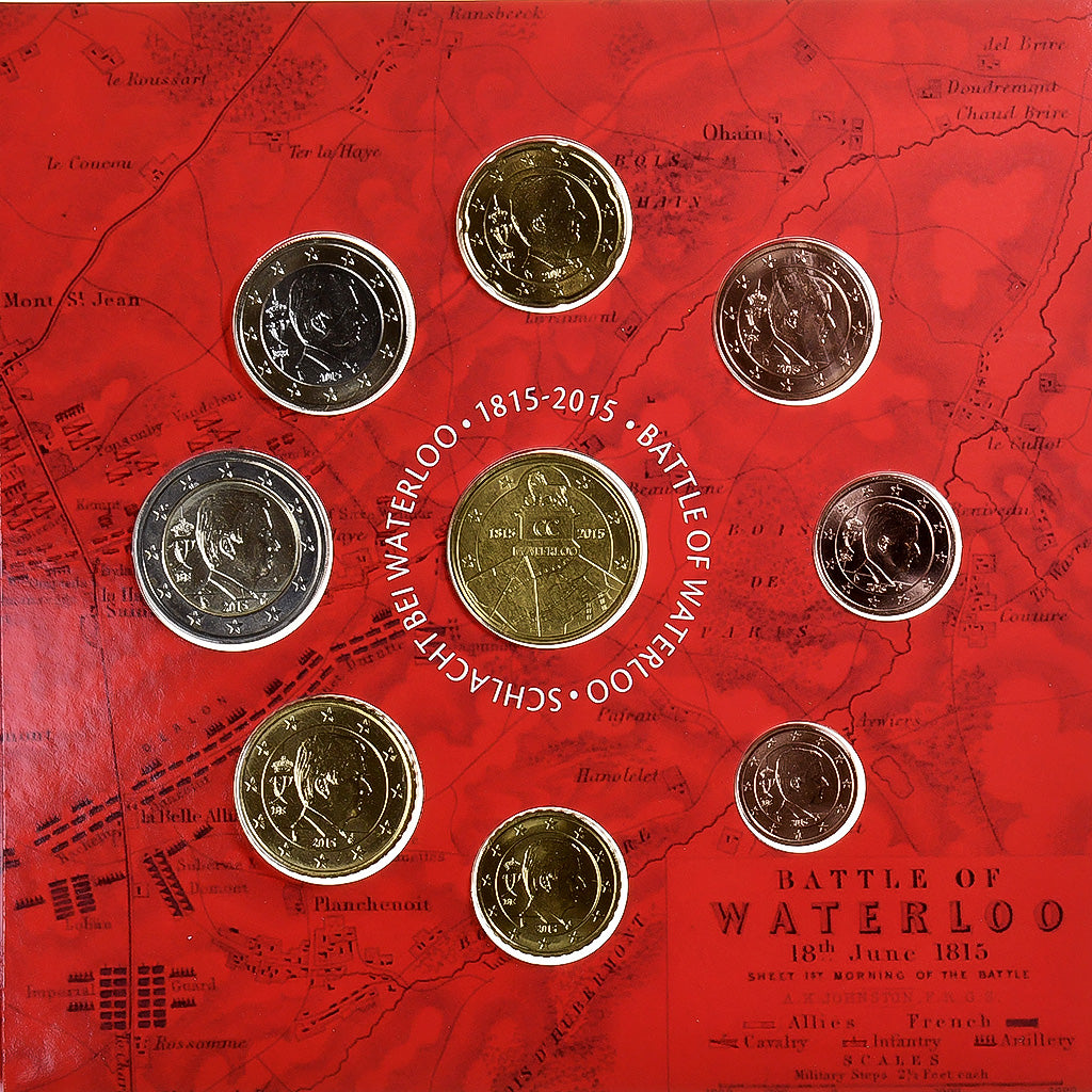 Belgija, 
  
  1 cent do 2 evra, 
  
  Bataille de Waterloo