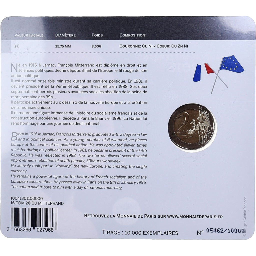 Francija, 
  
  2 evra, 
  
  François Mitterrand