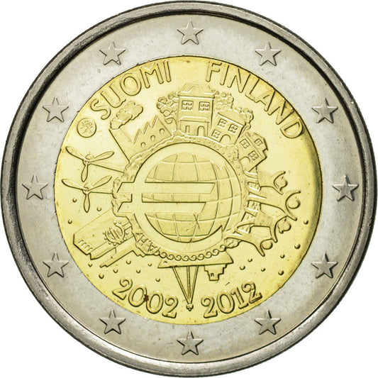 Finska, 
  
  2 evra, 
  
  10. obletnica kovanja eurokovancev